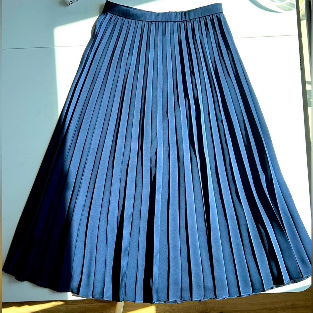 J. Crew Navy A-Line Pleated Skirt
